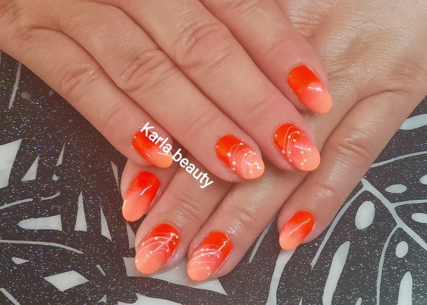 Girl With Stupendous Orange Ombre Nails