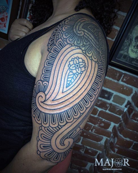Girl With Stupendous Paisley Tattoos