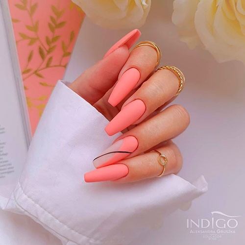 Girl With Stupendous Peach Matte Nails