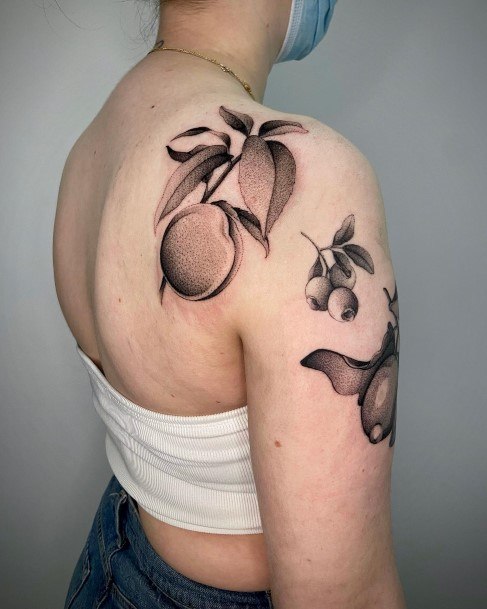 Girl With Stupendous Peach Tattoos