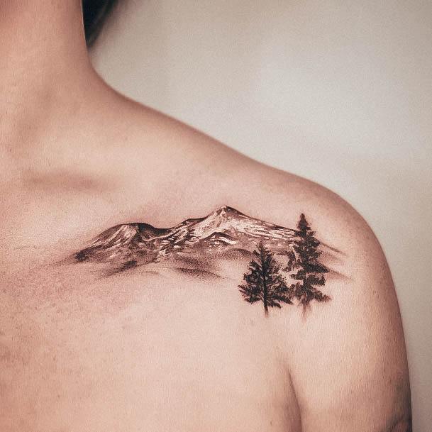 Girl With Stupendous Pine Tree Tattoos