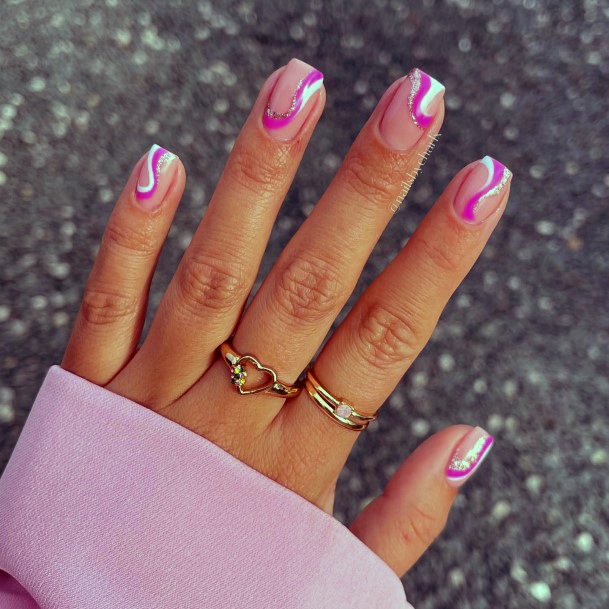 Girl With Stupendous Pink And Blue Nails