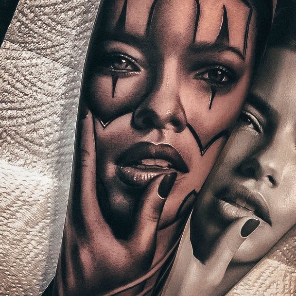 Girl With Stupendous Portrait Tattoos