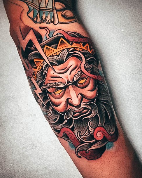 Girl With Stupendous Poseidon Tattoos