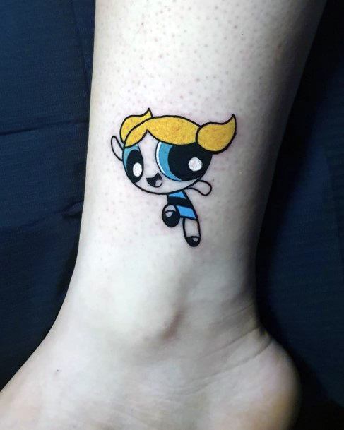 Girl With Stupendous Powerpuff Girls Bubbles Tattoos