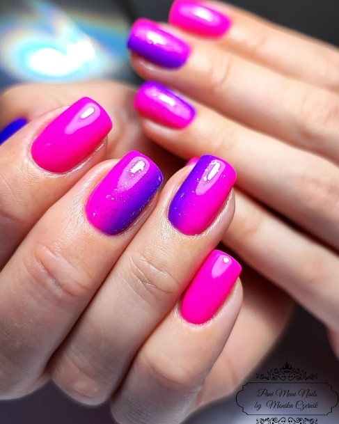 Girl With Stupendous Purple Ombre Nails