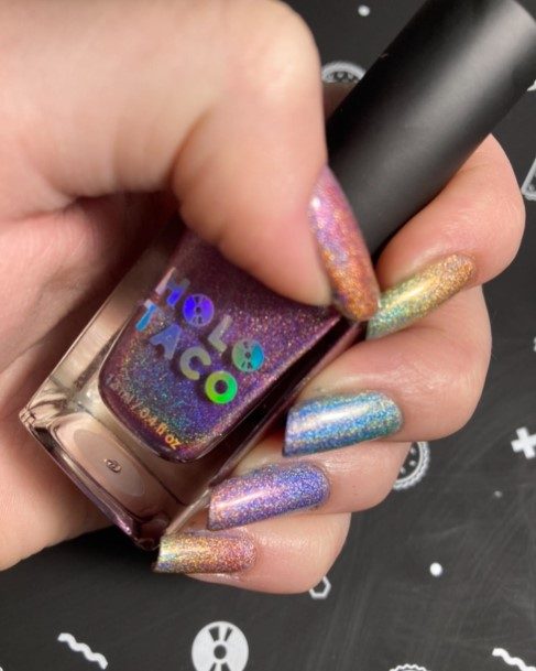 Girl With Stupendous Rainbow Nails