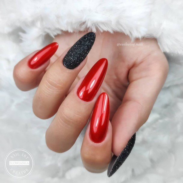 Girl With Stupendous Red And Black Nails