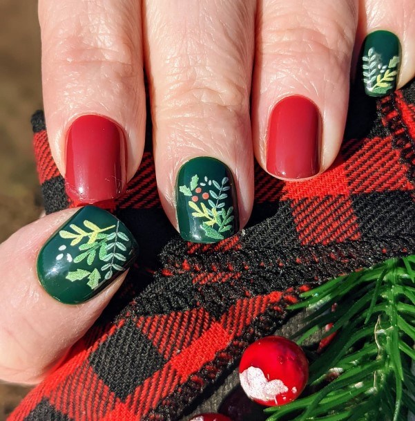 Girl With Stupendous Red And Green Nails