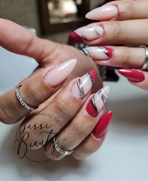 Girl With Stupendous Red And Nude Nails