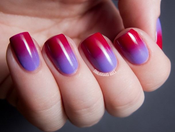 Girl With Stupendous Red And Purple Nails