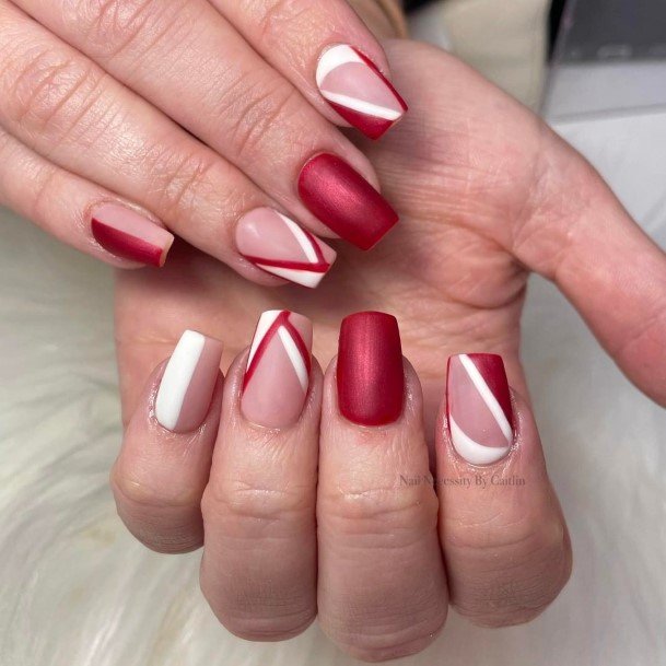 Girl With Stupendous Red And White Nails