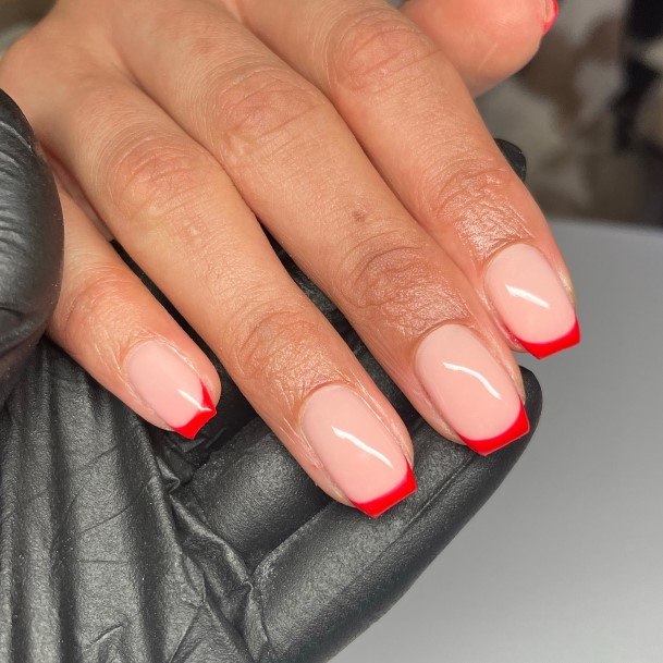 Girl With Stupendous Red French Tip Nails