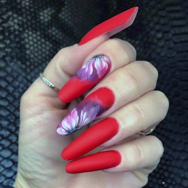 Girl With Stupendous Red Summer Nails