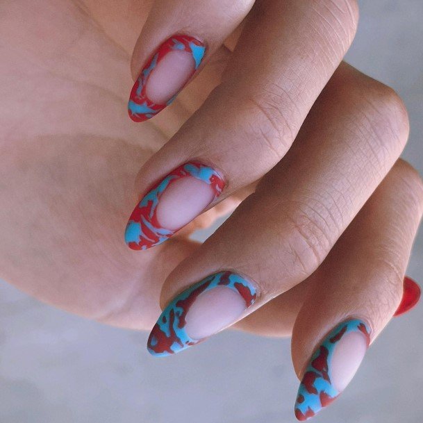 Girl With Stupendous Red White And Blue Nails