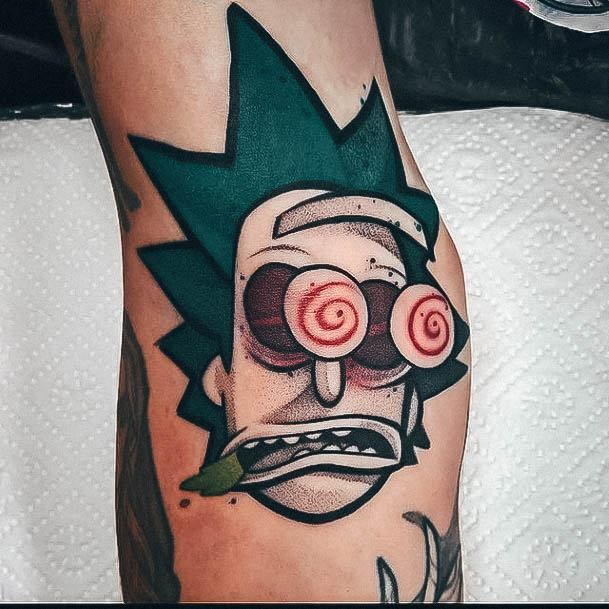 Girl With Stupendous Rick And Morty Tattoos