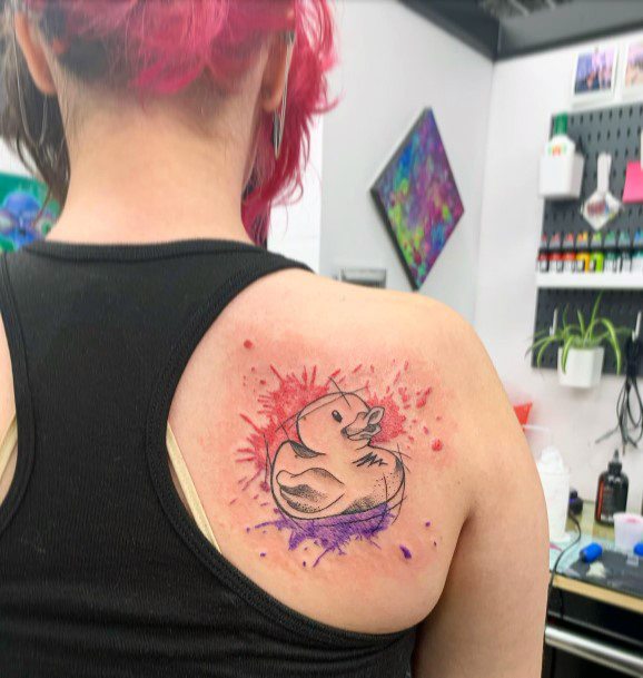 Girl With Stupendous Rubber Duck Tattoos