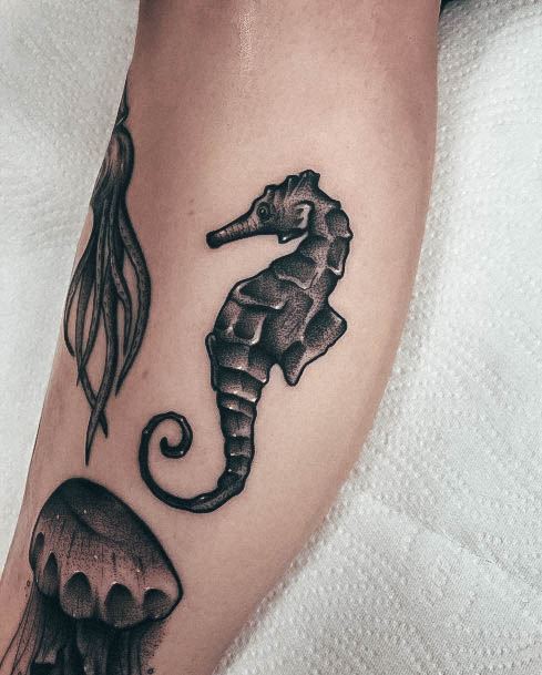 Girl With Stupendous Seahorse Tattoos