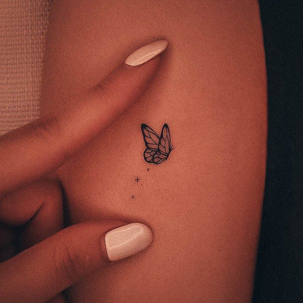 Girl With Stupendous Small Butterfly Tattoos