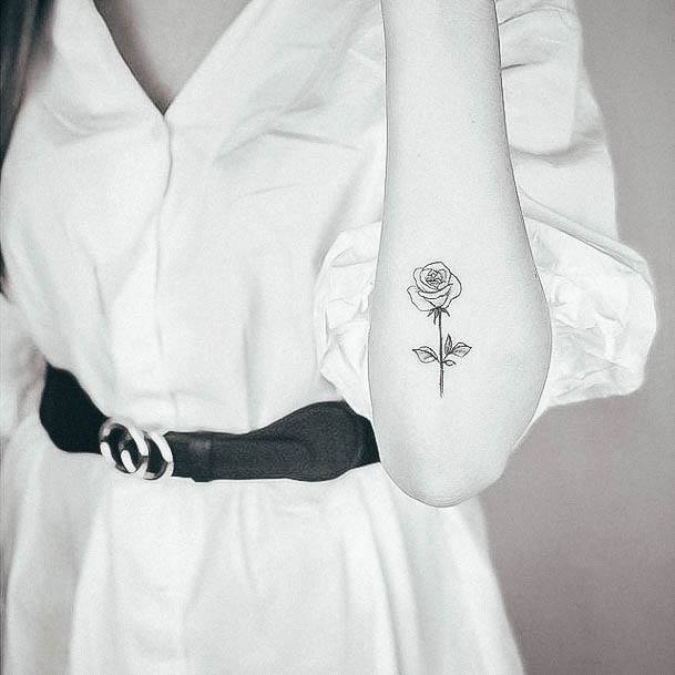 Girl With Stupendous Small Rose Tattoos