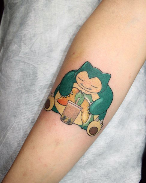 Girl With Stupendous Snorlax Tattoos