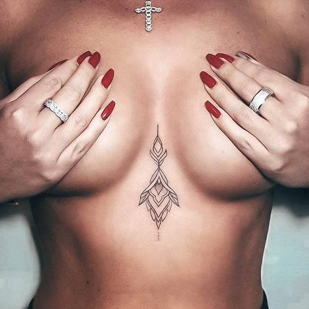 Girl With Stupendous Sternum Tattoos