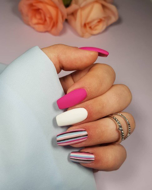 Girl With Stupendous Striped Nails