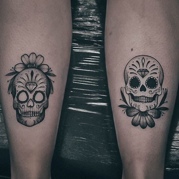 Girl With Stupendous Sugar Skull Tattoos