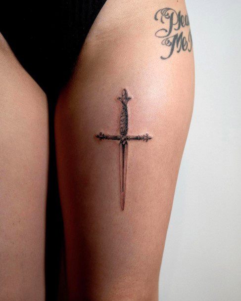 Girl With Stupendous Sword Tattoos