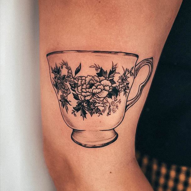 Girl With Stupendous Tea Cup Tattoos