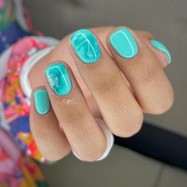 Girl With Stupendous Turquoise Nails