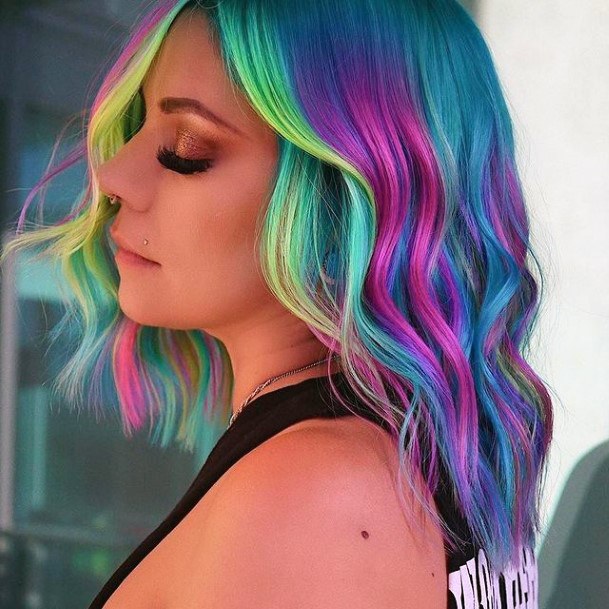 Girl With Stupendous Turquoise Ombre Hairstyless