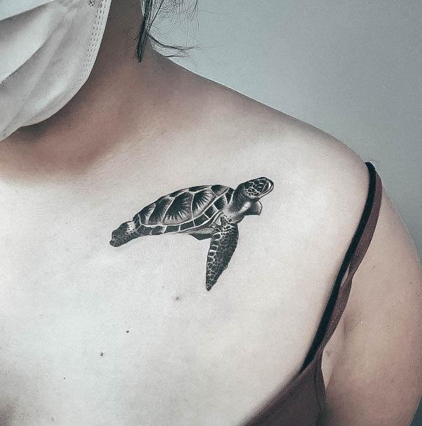 Girl With Stupendous Turtle Tattoos