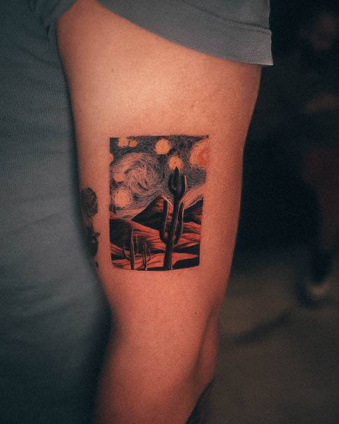 Girl With Stupendous Van Gogh Tattoos