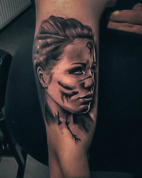 Girl With Stupendous Viking Tattoos