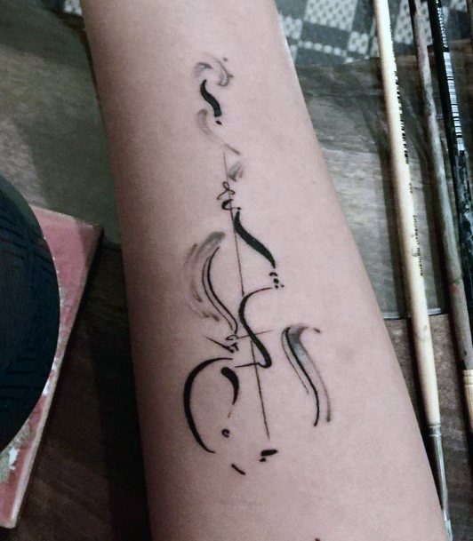 Girl With Stupendous Violin Tattoos