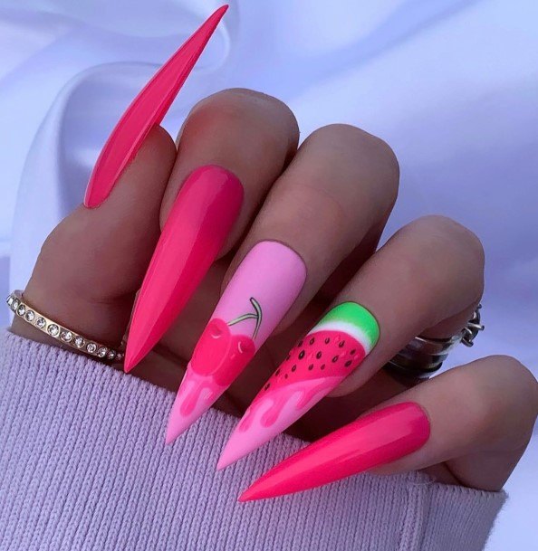 Girl With Stupendous Watermelon Nails