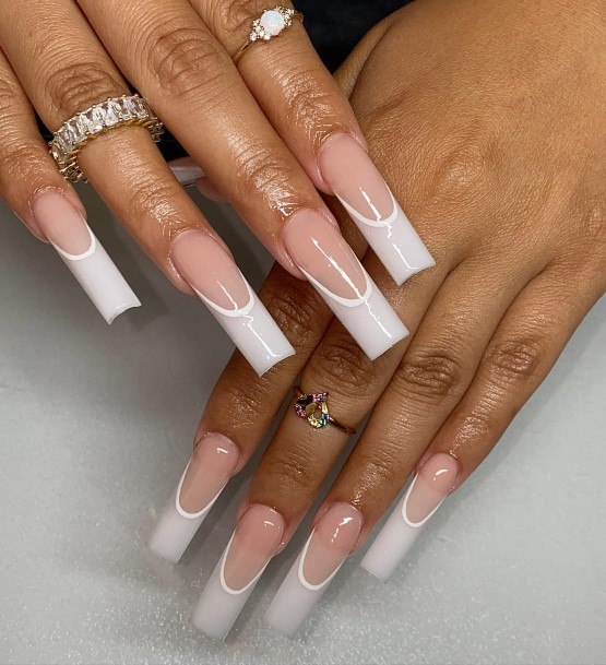 Girl With Stupendous White Square Nails