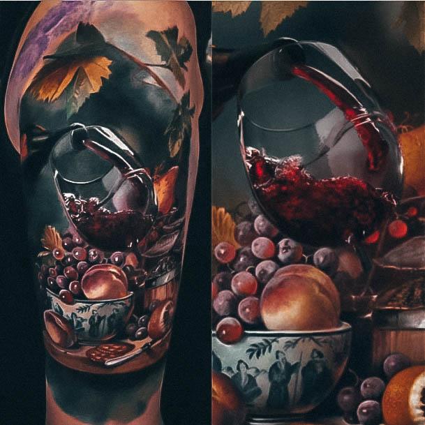 Girl With Stupendous Wine Tattoos