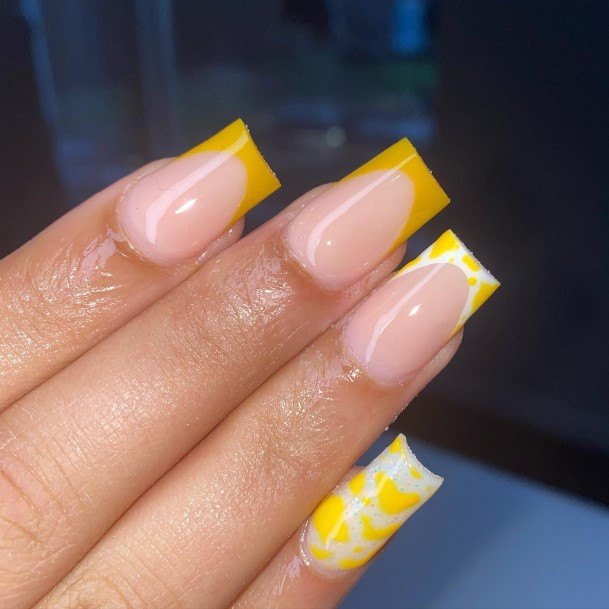 Girl With Stupendous Yellow French Tip Nails