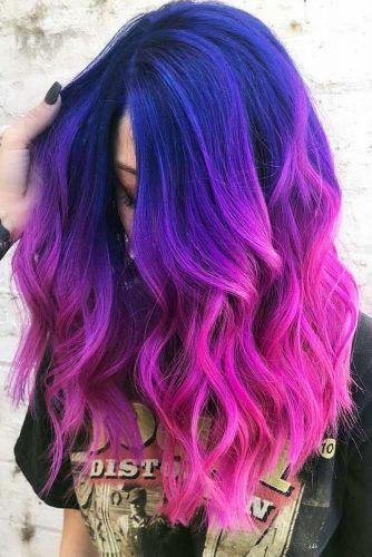 Girl With Thick Ombre Coloring Purple To Dark Pink