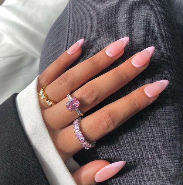 Girls Almond French Nail Ideas