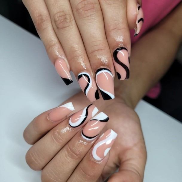 Girls Black And White Nail Designs