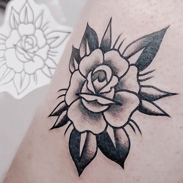 Girls Black Rose Tattoo Designs