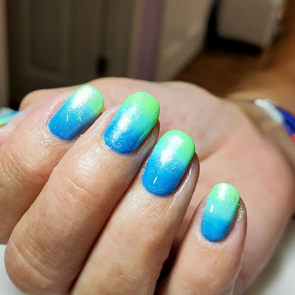 Girls Blue And Green Nail Designs