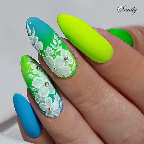 Girls Blue And Green Nail Ideas