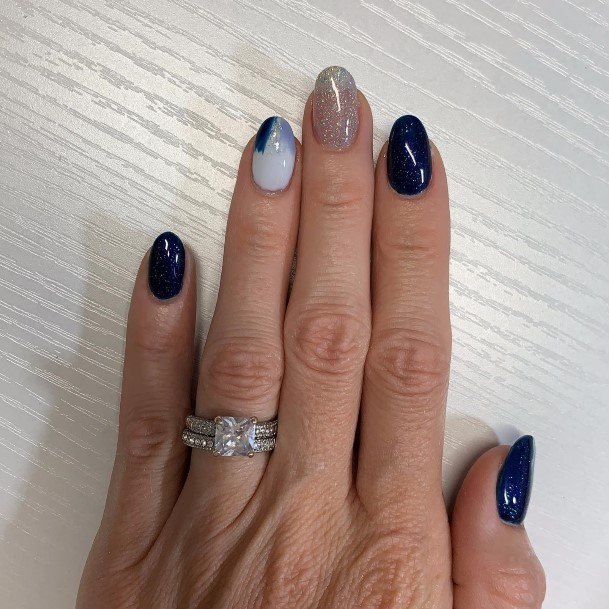 Girls Blue And Silver Nail Designs