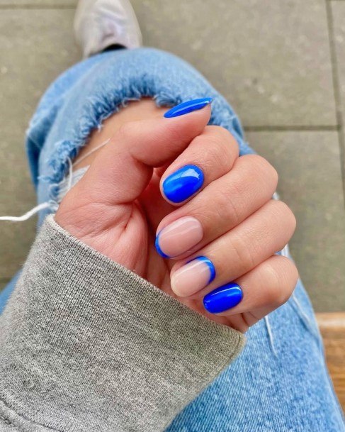 Girls Blue French Tip Nail Designs