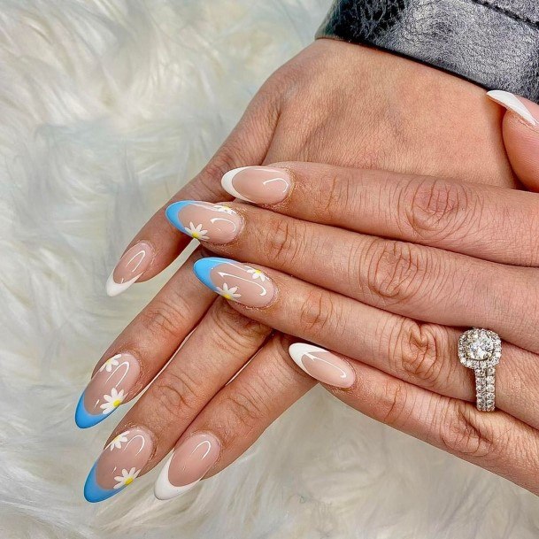 Girls Blue French Tip Nail Ideas