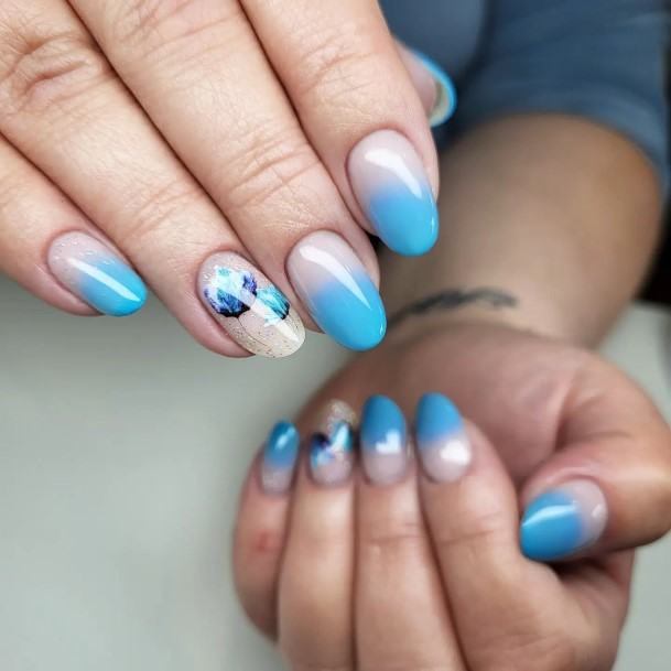 Girls Blue Ombre Nail Art Ideas